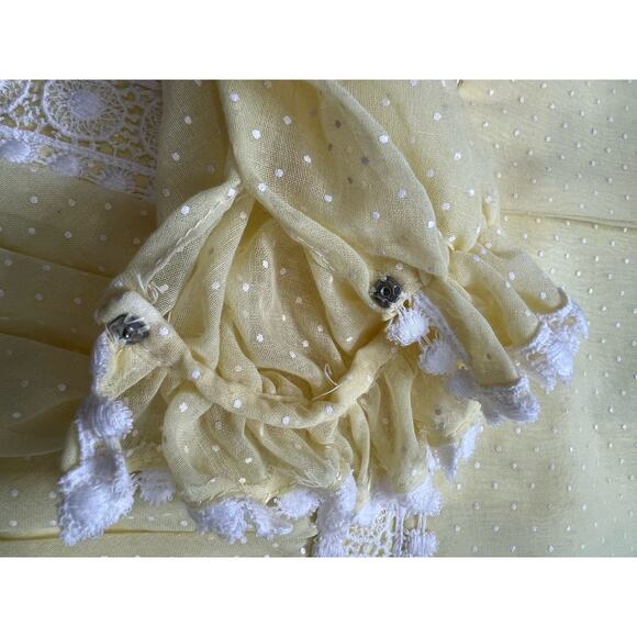 Vintage Sylvia Ann Yellow Swiss Dot Maxi Dress - Picture 9 of 15